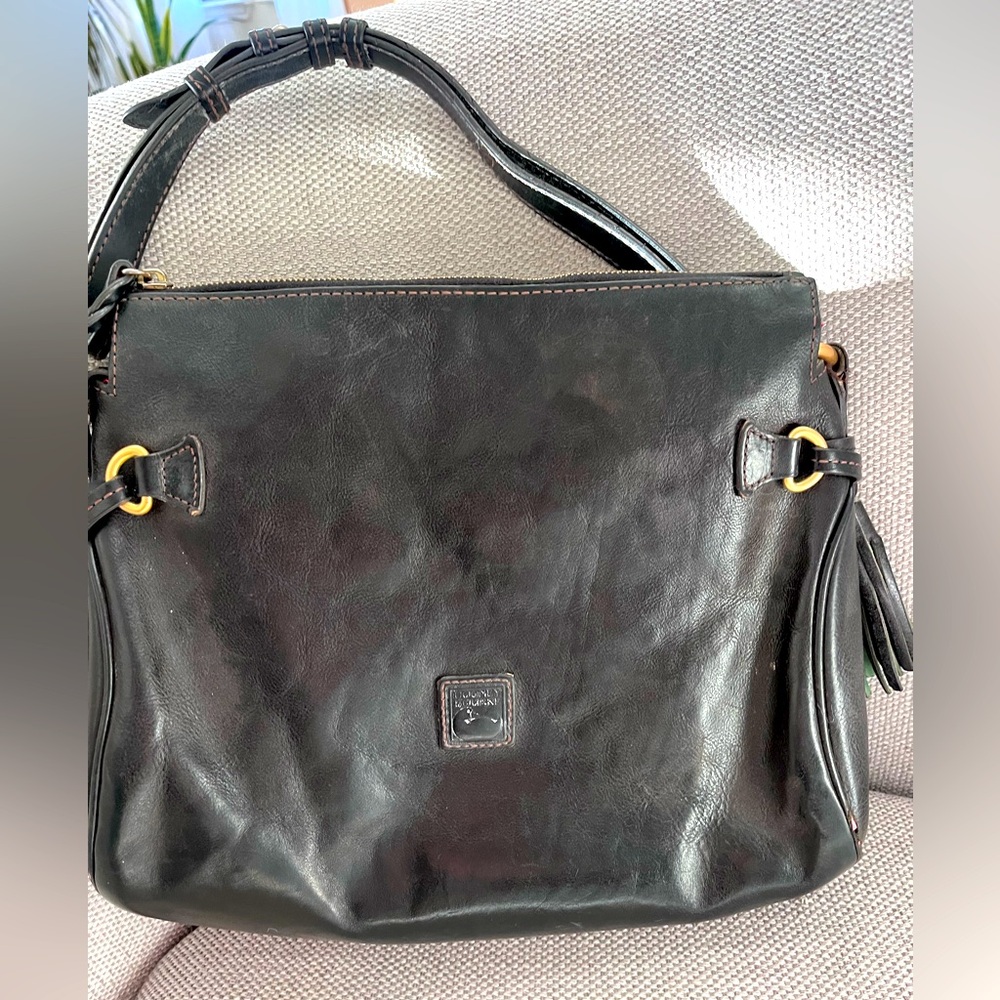 Vintage Dooney & Burke Slouchy Shoulder Bag with Gold Hardware